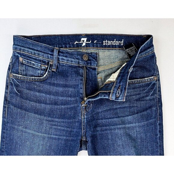 7 For All Mankind Size 30X28 Mens Standard Blue Denim 5 Pocket Logo Tag Jeans - Picture 8 of 11